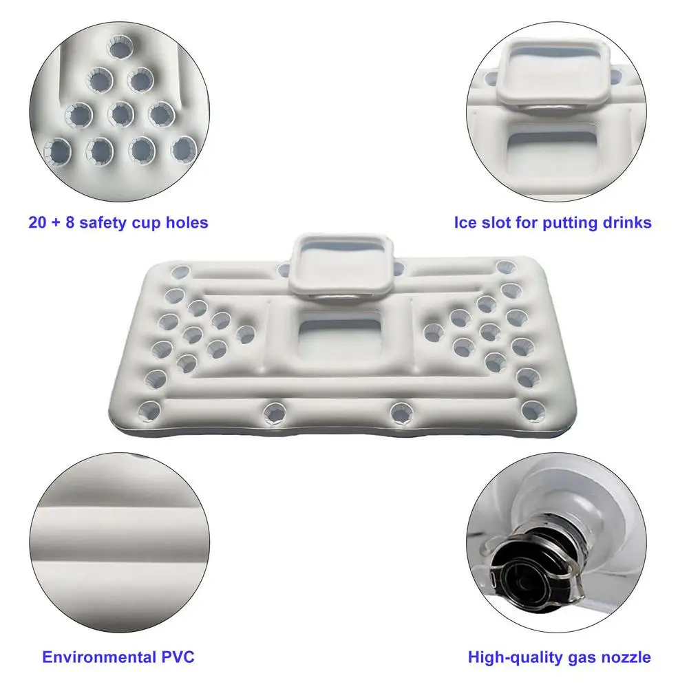 Beer Table Inflatable Floating Drainage Table Tennis Game Table Inflatable 28 Cup Hole Floating Row Swimming Pool Accessories