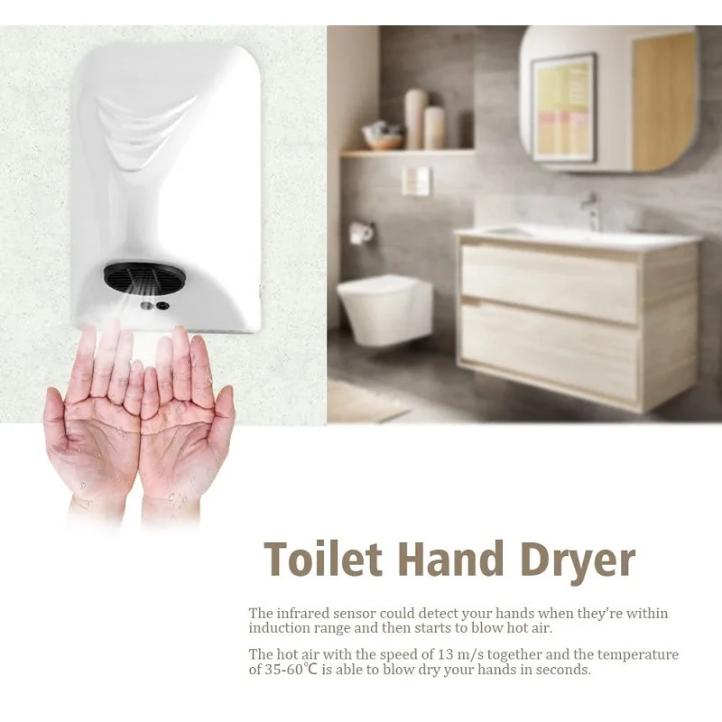 Asciugamani automatico intelligente intelligente Asciugatrice a induzione elettrica ad alta velocità da 1000 W Dispositivo di asciugatura del luogo commerciale dell'hotel domestico