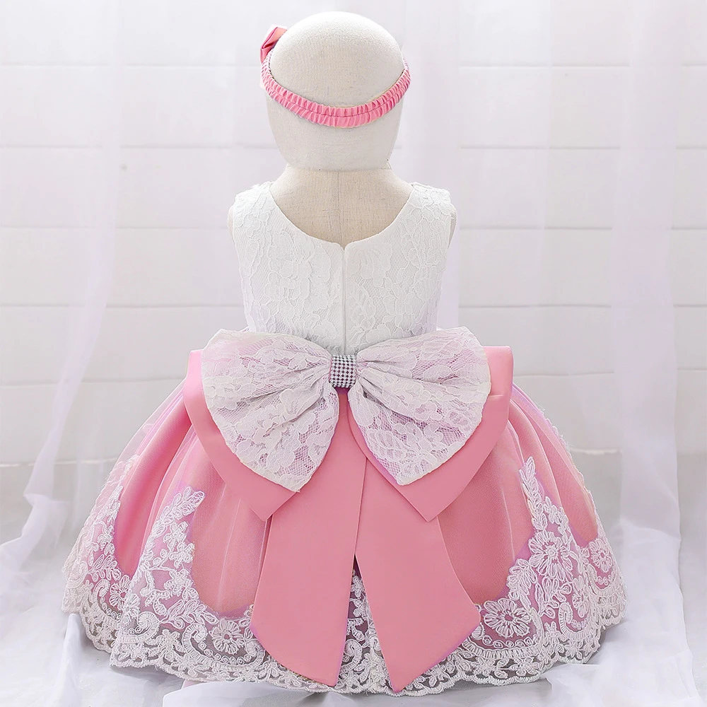 

2021 Summer Newborn Princess Dress Baby Girl's Bow Headdress Big Bow Dress Birthday Wedding Dress Ball Gown Infants Vestidos 2T