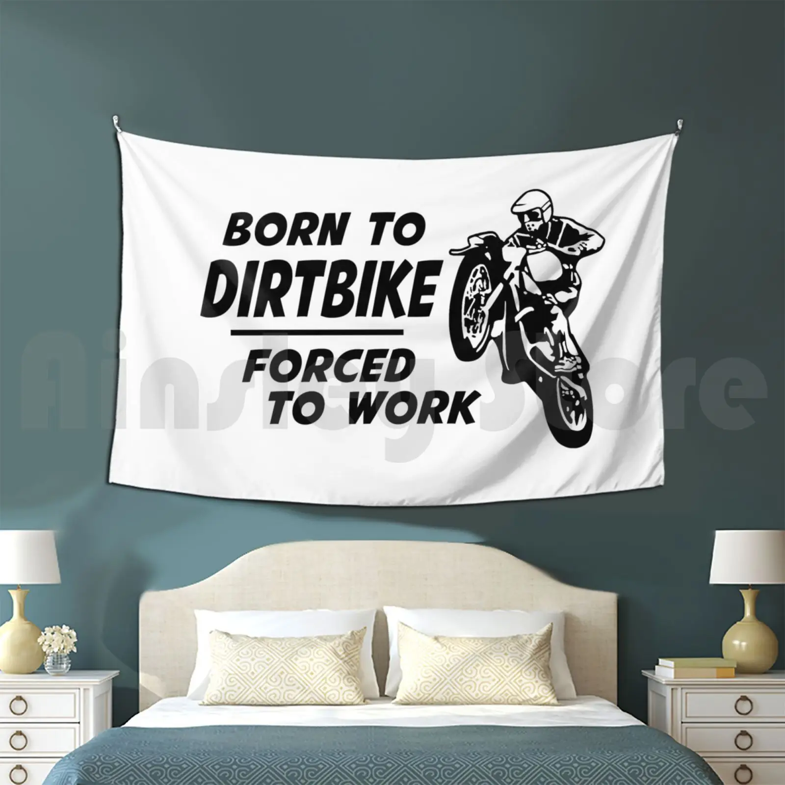 Tapestry Born To Dirtbike-Forced To Work Hat Dirtbike Born To Dirtbike Forced To Work Biking