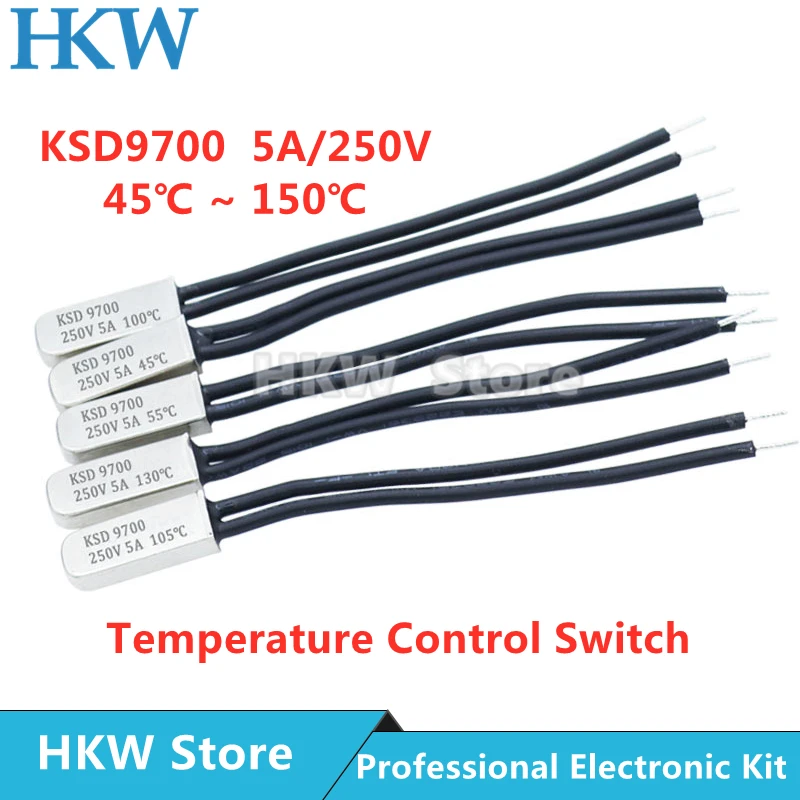 

KSD9700 5A 250V 15C 35C 40C 55C 60C 75C 80C 85C 90C 95C 100C 155C NO NC Thermostat Thermal Protector fuses Temperature Switch