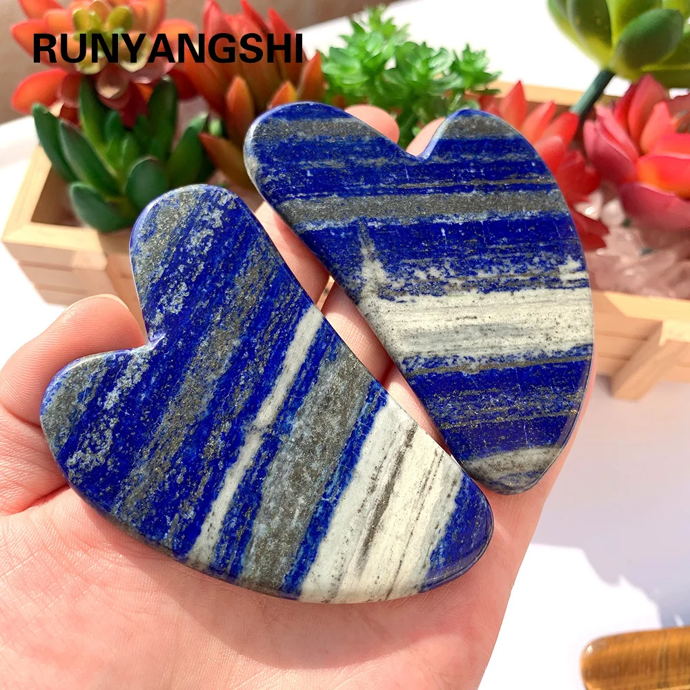 Runyangshi Crystal Cosmetology Board Natural Lapis Lazuli Thin Face Tool Healthy Scraping Plate Gift for Girlfriend