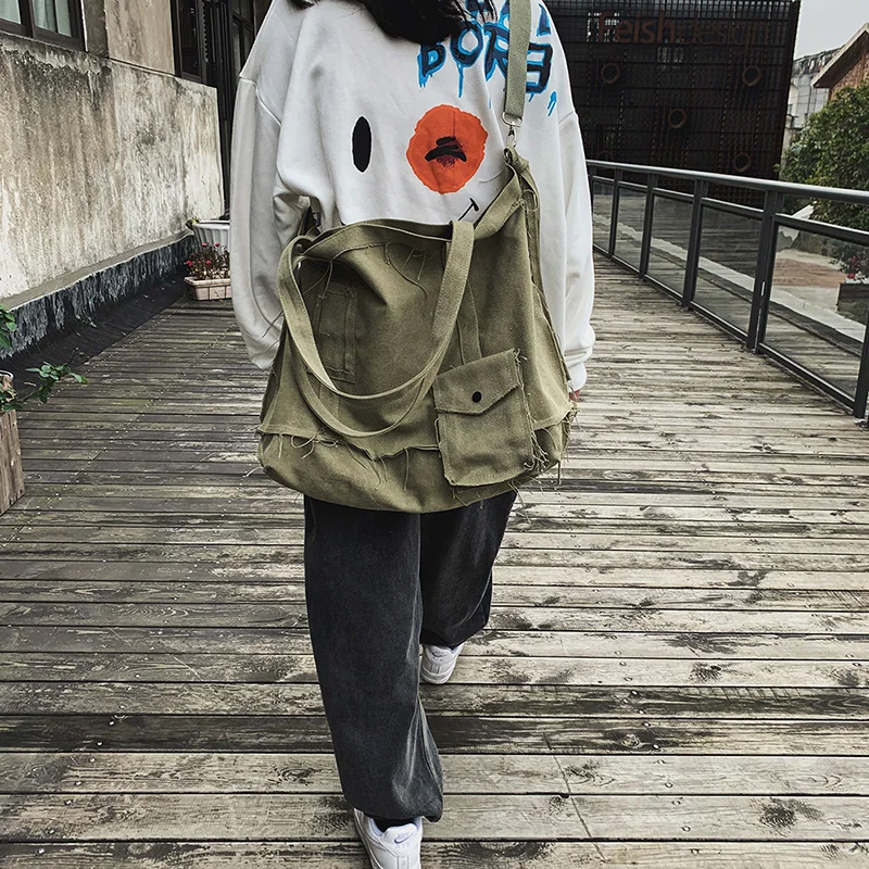 2023 New Women Bag Korean Version Crossbody Bag For Female Harajuku Portable Canvas Handbag Eco Grocery Totes Bolsas