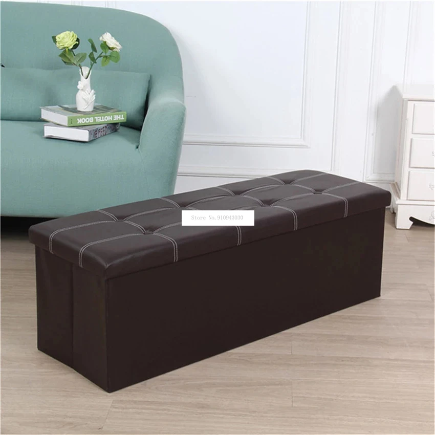 10066 PU Leather Density Board Foldable Storage Stool European Style Storage Footstool Shoe Changing Bench Fitting Room Stool