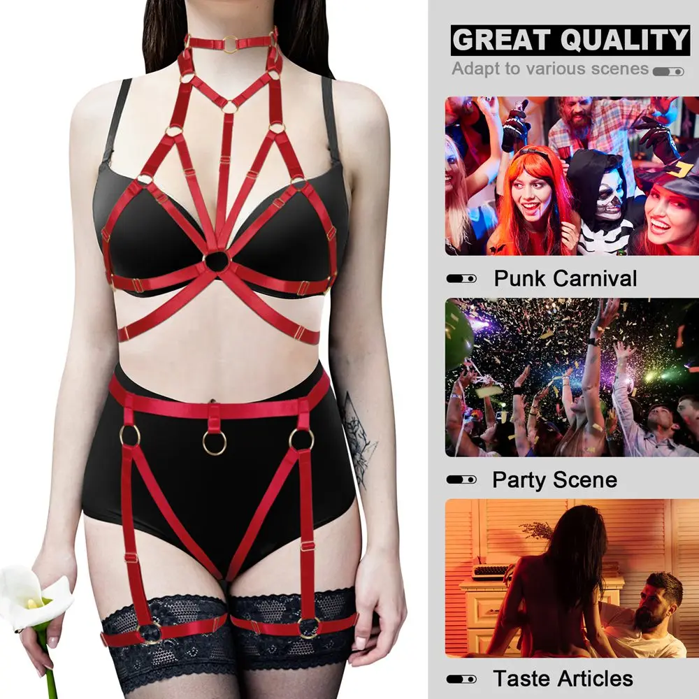 

Bondage Elastic Hollow Bra Fetish Erotic Lingerie Set Sexy Harness For Women Restraint Neck Straps Exotic Costumes Suspender