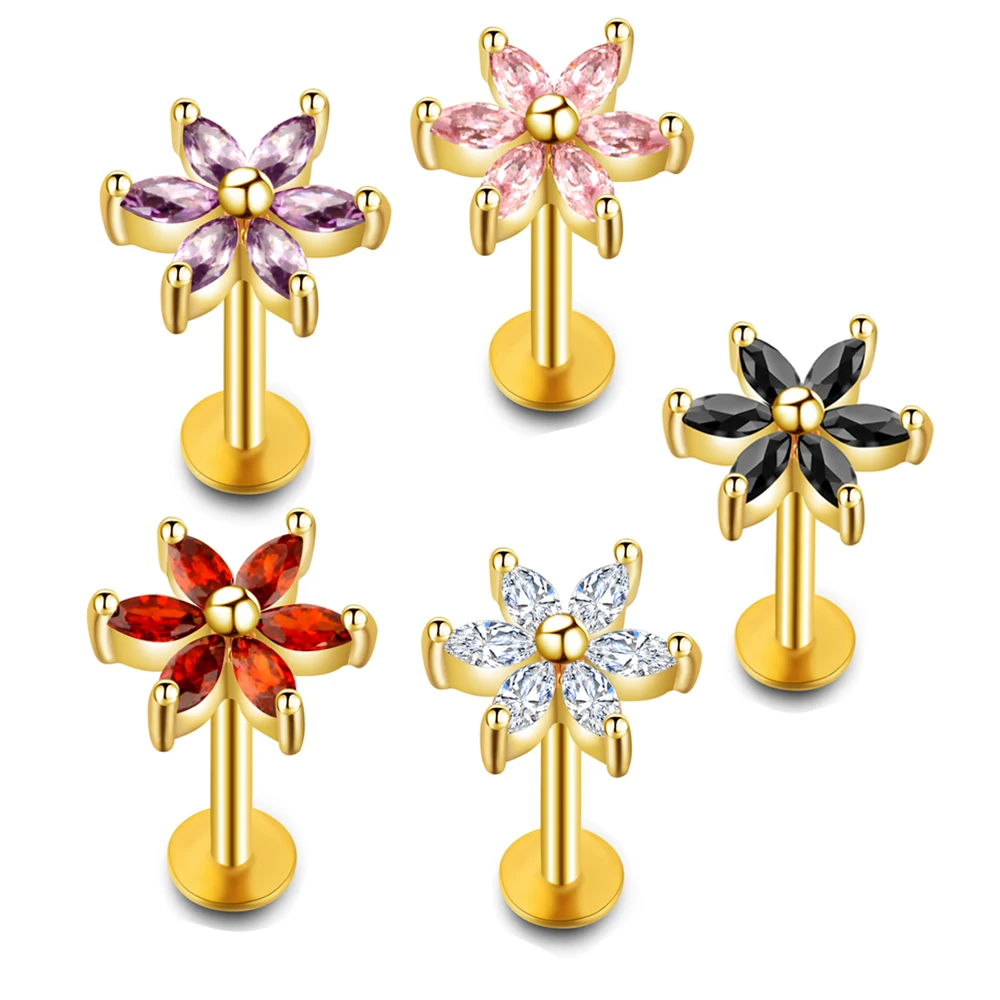 

Lip Stud Ring Steel Ear Tragus Cartilage Piercing Oreja Earring Ear Stud Flower Helix Sexy Body Piercing Jewelry Labret Lip