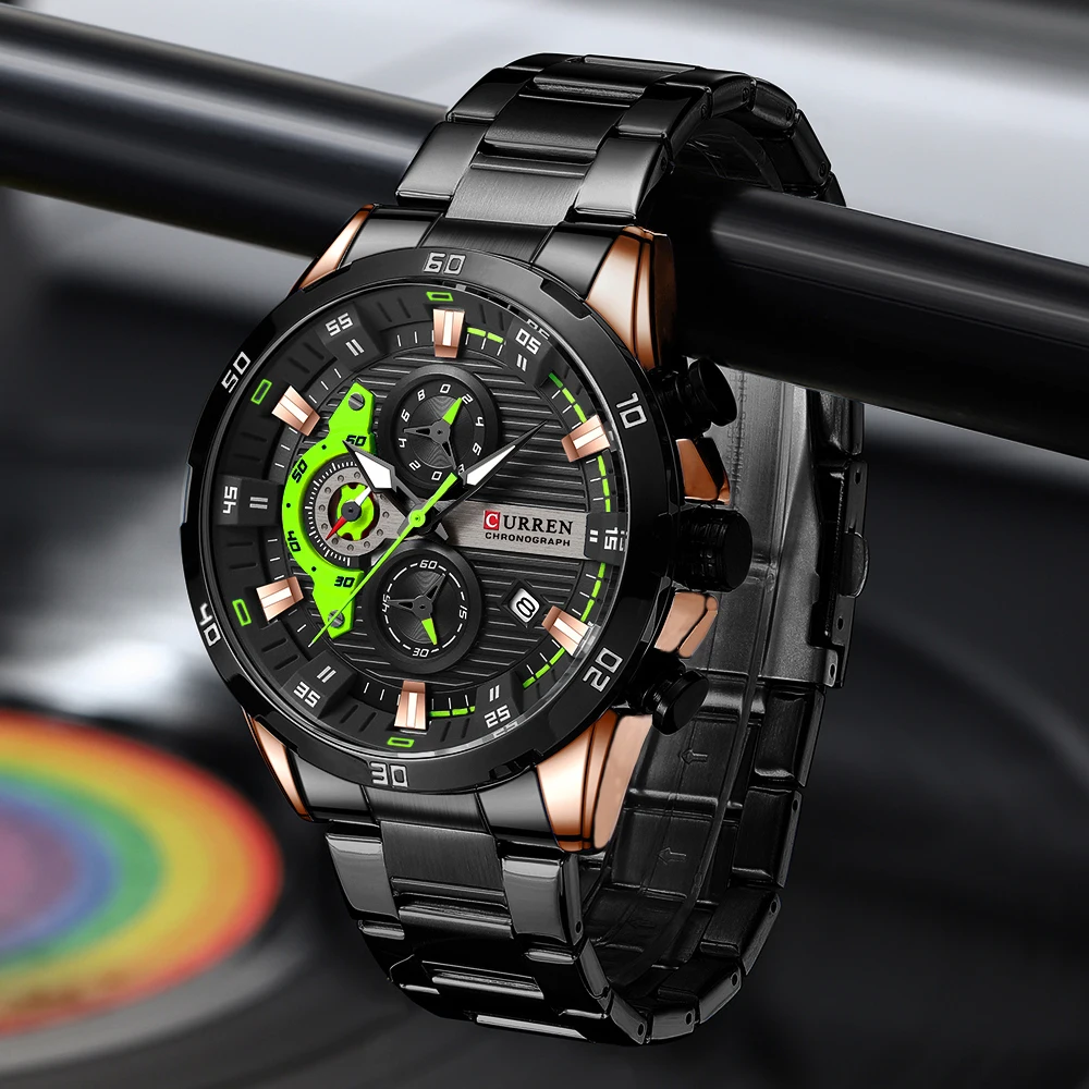 CURREN Männer Uhr Top Marke Luxus Sport Quarz Herren Uhren Voller Stahl Wasserdicht Chronograph Armbanduhr Männer Relogio Masculino – Detail 22