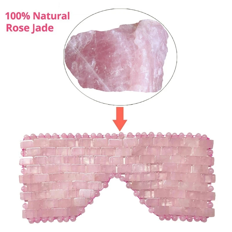 Raschietto per guazzo al quarzo rosa naturale per rullo di giada viso Gua Sha massaggio rullo viso maschera per dormire occhi antirughe strumenti di