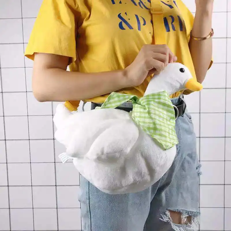 Bolso de mano de peluche de pato para mujer, bandolera con forma de animales de dibujos animados, 2021