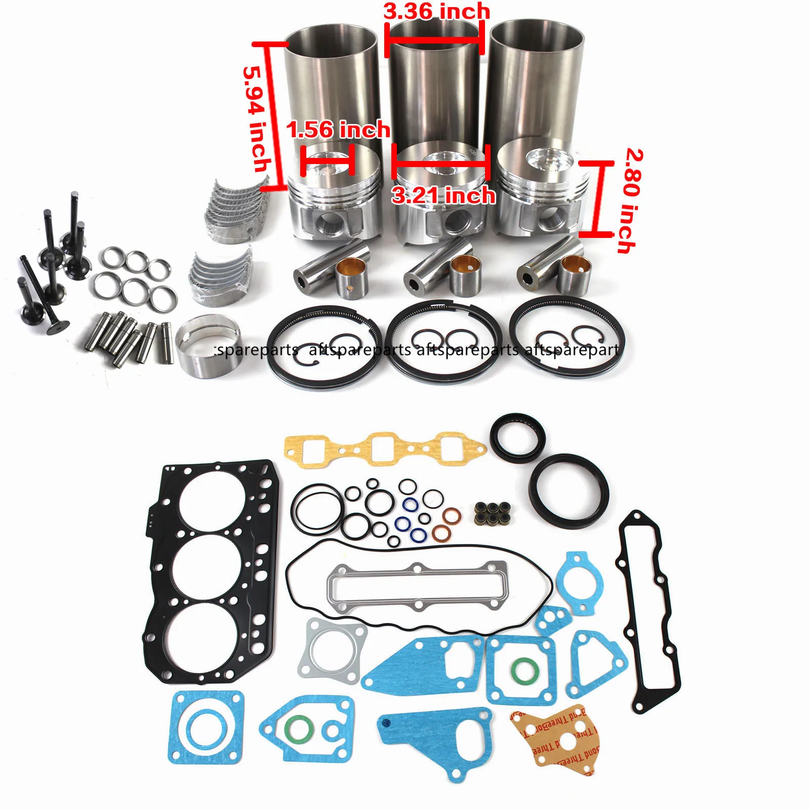 

3TNV82 3TNV82A Engine Rebuild Kit for Yanmar VIO35 Mini Excavator Loader