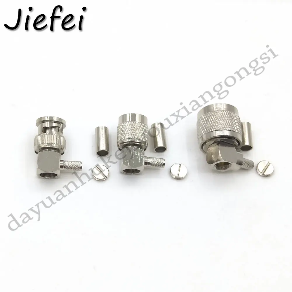 1Pcs 90 degrees BNC TNC UHF PL259 PL-259 Male Plug Right Angle Crimp for RG58 LMR195 RG142 Cable RF Coaxial Connector