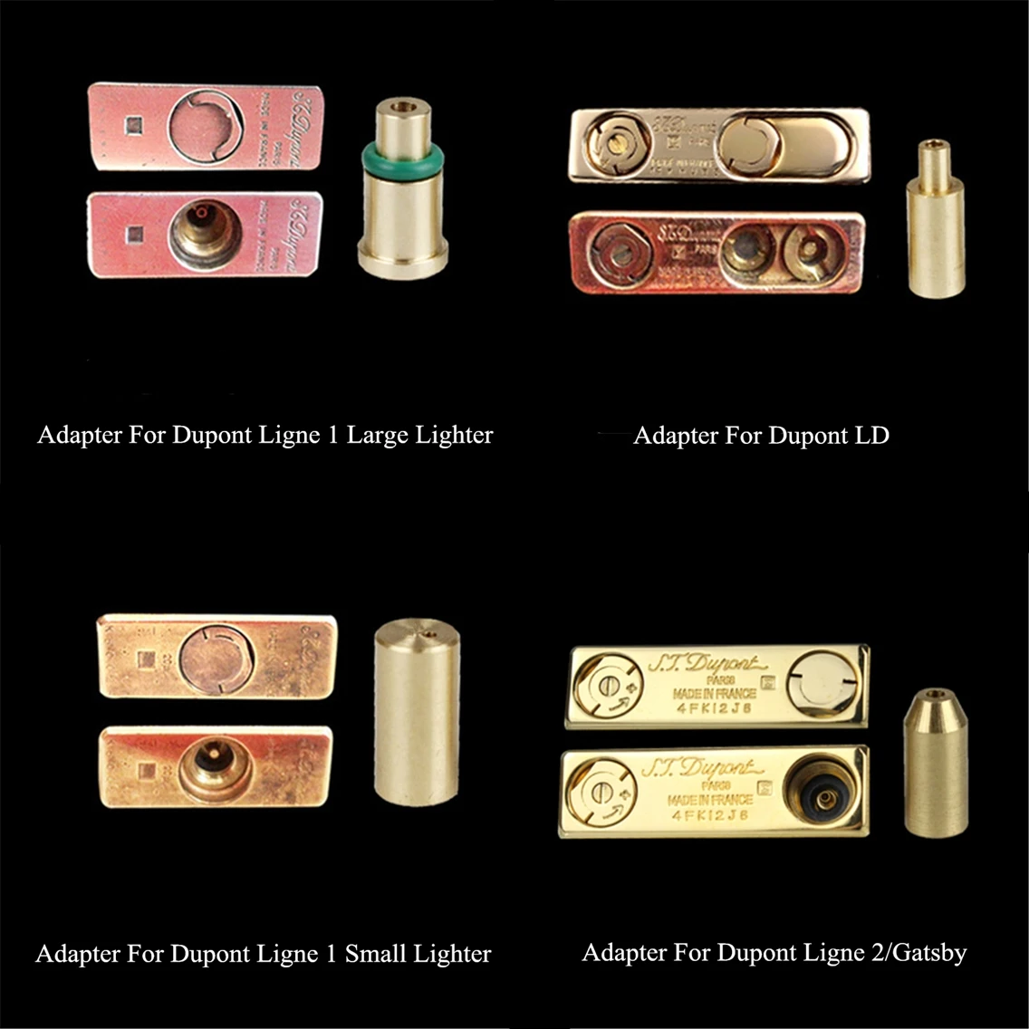 4pcs/Set Brass Copper Nozzle Refill Butane Gas Adapter For Dupont Yellow/Red/Green/Blue Caps Lighter DIY Repair Replacement Part