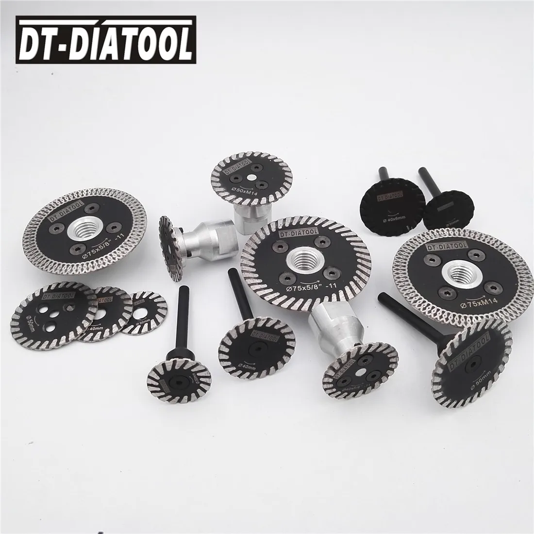 DT-DIATOOL 1pc Dia 30/40/50mm Mini Engraving Diamond Blade With Removable 6mm Shank & 1pc Mini Saw Blade Without Shank For Stone