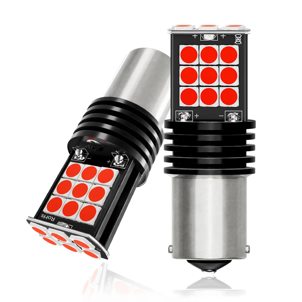 Сигнальная лампа P21w Led Ba15s 1156 Py21w Bau15s 3030SMD Canbus 1157 Led Bay15d P21/5w поворотный стоп-сигнал резервный свет 12 в желтый, 2 шт.