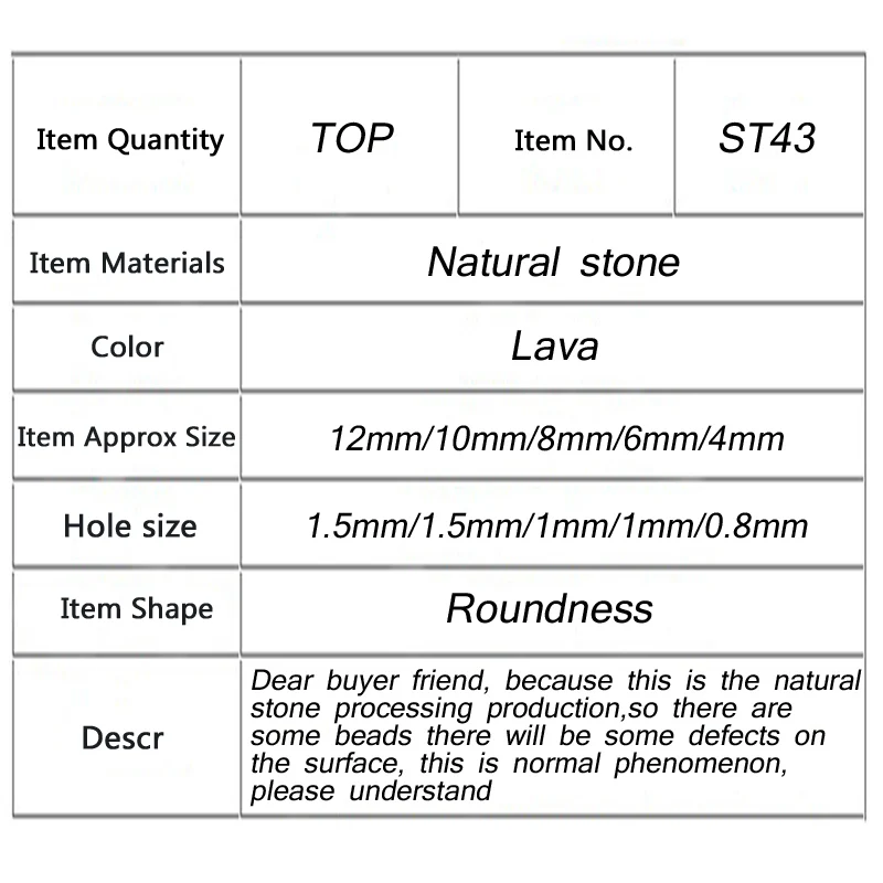Colourful Lava Natural Stone Volcanic Rock 6/8/10/12MM Round Spacer Charms Loose Beads For Jewelry Bracelets Necklace Making DIY