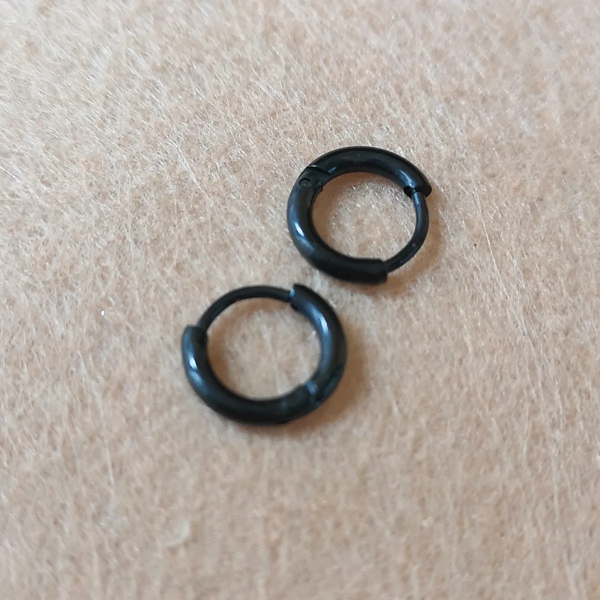 Black Plated Super Small 6mm Hoop Earrings 316 L Stainless Steel No Easy Fade Allergy Free