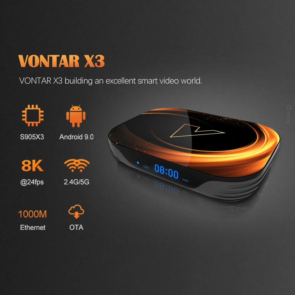 VONTAR X3 4GB 128GB 8K Smart Android 9.0 TV BOX Android 9 Amlogic S905X3 Wifi 1080P 4K Google Player Set Top Box 4G 64G