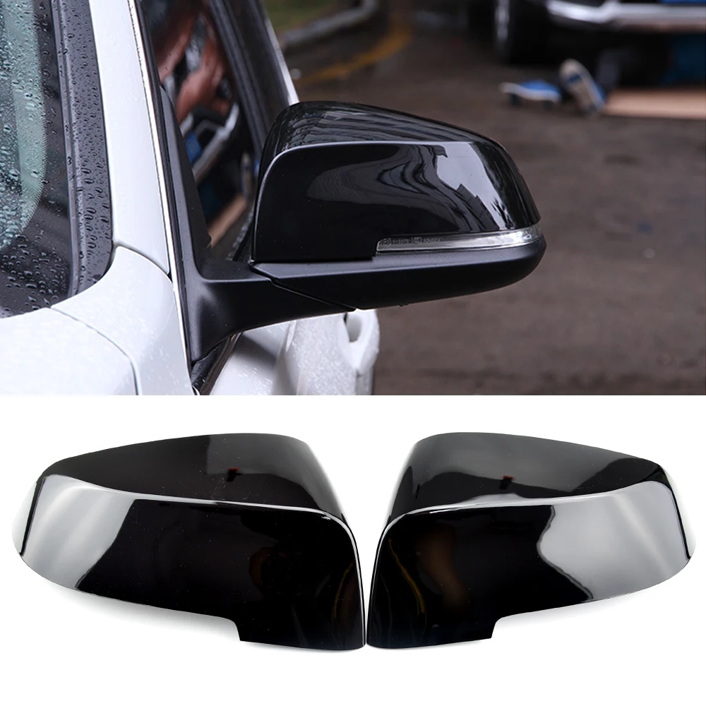 

2Pcs Bright black Side Wing Replacement Rearview Mirror Cover Cap For BMW F10 F11 2014 2015 2016 2017 #51167308683/51167308684