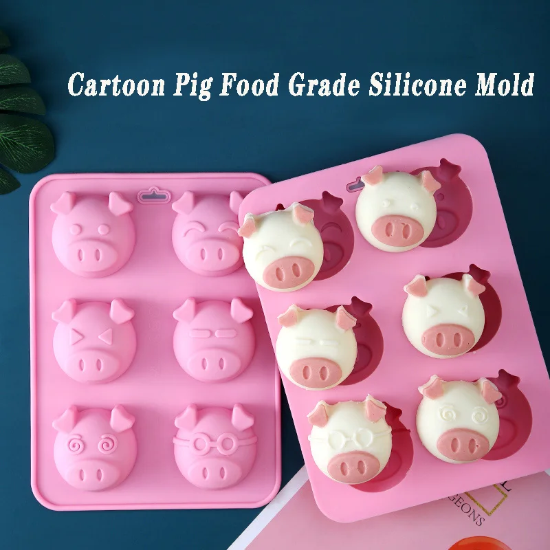 

6/16 Cavity Cute Pig Shape Silicone Chocolate Molds 3D Handemade Cake Baking Candy Fondant Mould Ice Cube Tray Decorating Tools