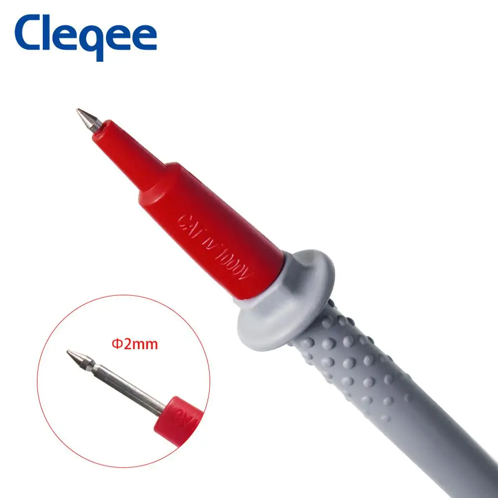 Cleqee P1505 усовершенствованная силиконовая датчики для мультиметра ручка 4 мм контрольные выводы вилки типа «банан Тесты привести с 2 мм Медь иглы 1,5 M 1000V/10A