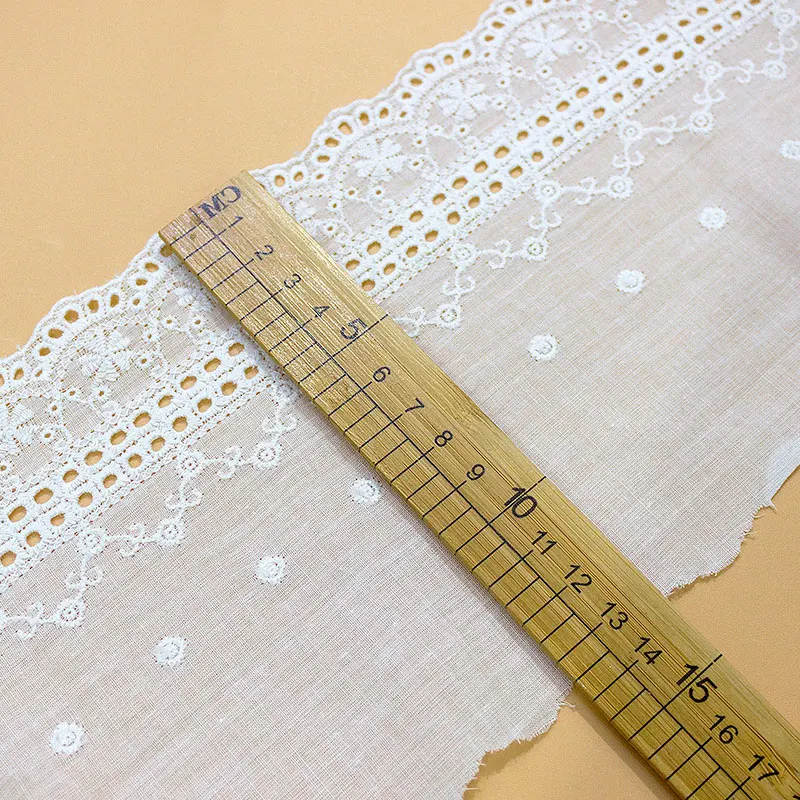 1Y 12 CM Wide Cotton Embroidery Lace Fabric Wave Cutout Lace Trim DIY Sewing Accessories