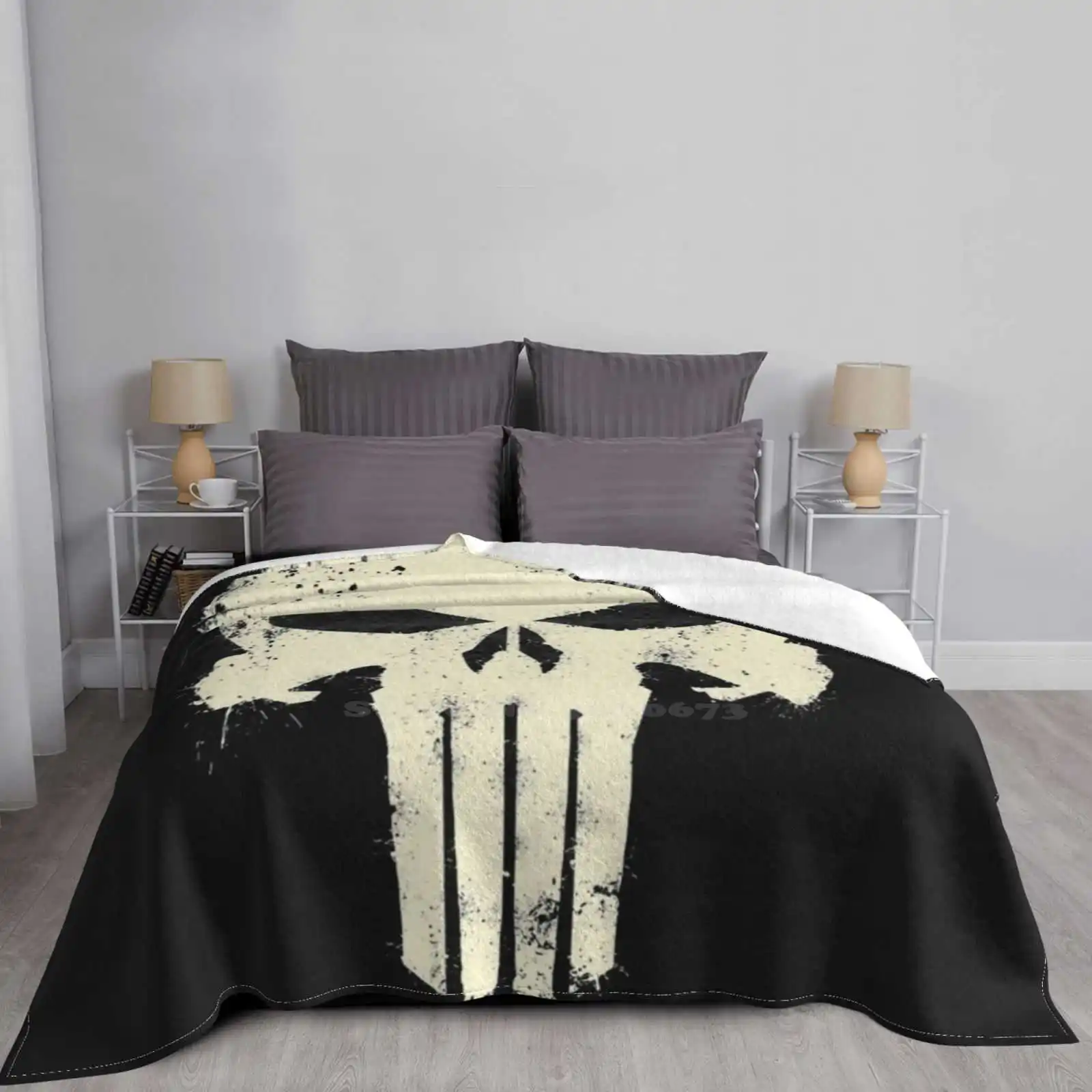 Vintage Punisher Air Conditioning Soft Blanket Vintage Hero Super Hero Punisher Halloween Worn Out Splash Terror Horror Freak