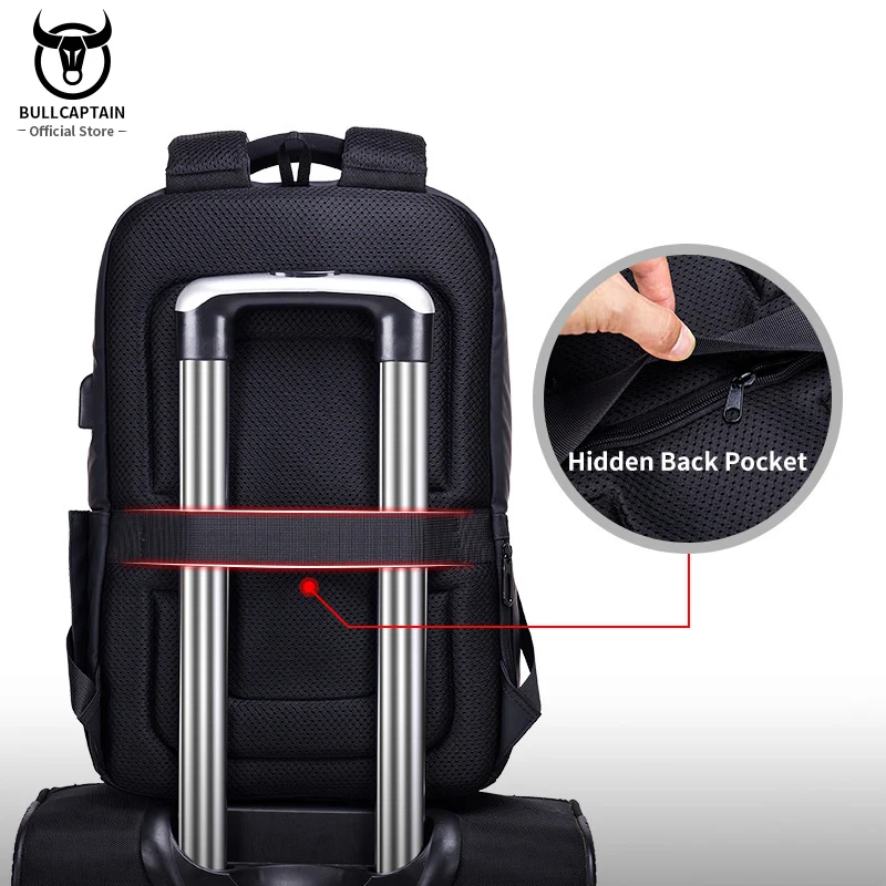 BULLCAPTAIN Male Multifunction USB Charging Fashion Business Casual Travel Anti-theft Waterproof 15.6 Inch Laptop Men Backpack