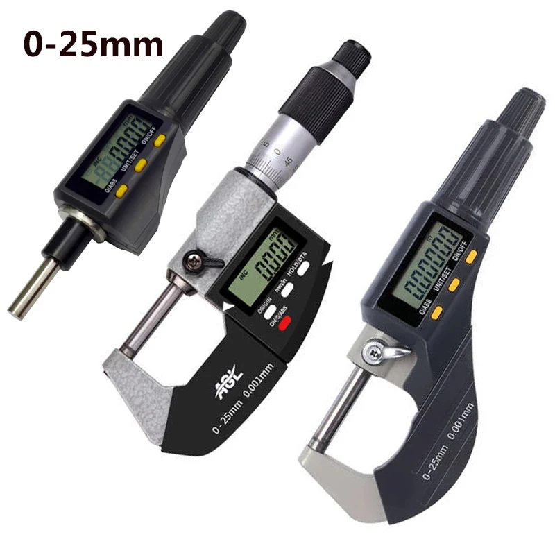 0-25mm Digital Micromaster Micrometer Head 0.001mm Electronic Outside Micrometer Carbide Tip Measure Tools Caliper Gauge