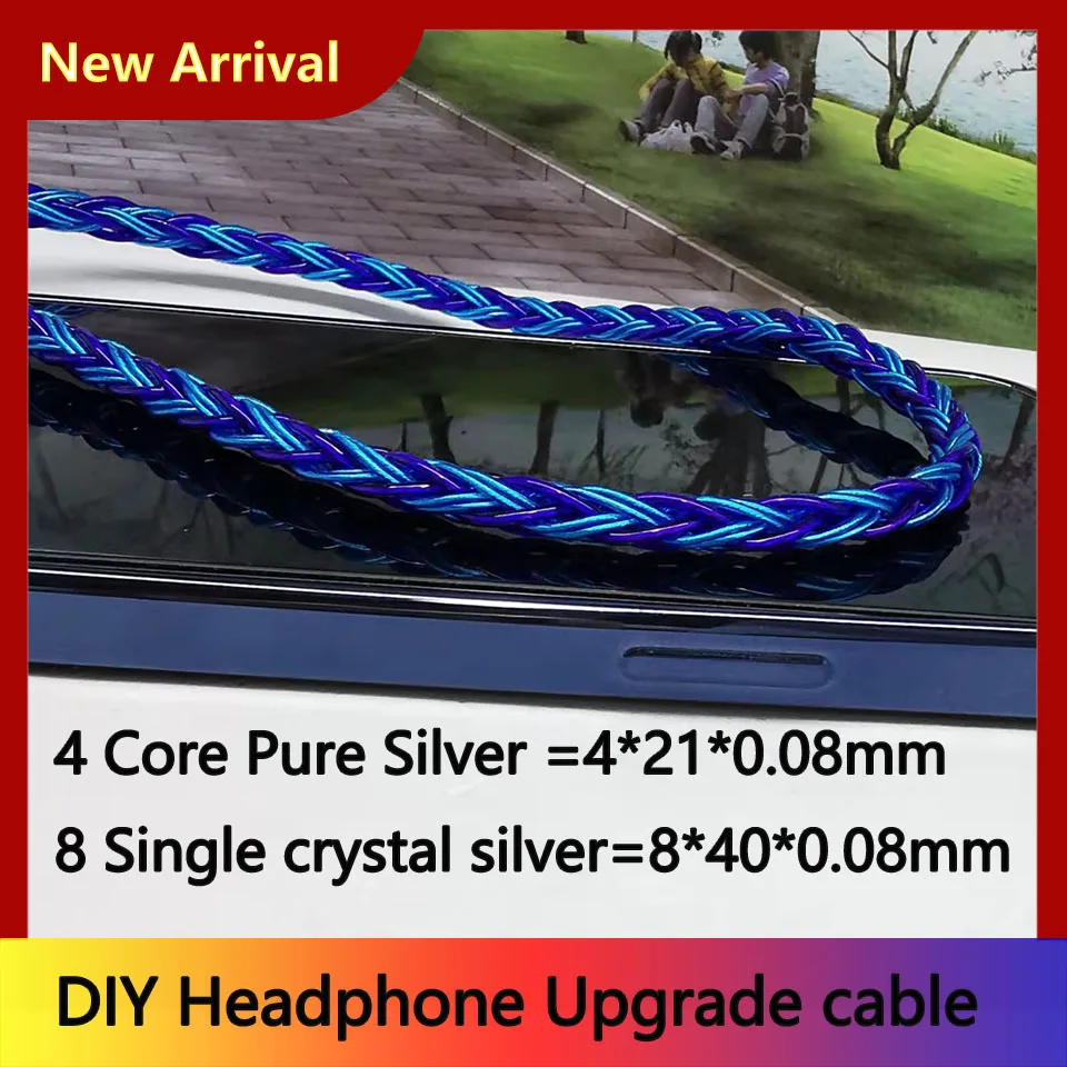 DIY 12 Cores High Purity Silver Single Crystal Silver Earphone Cable MMCX/2Pin 3.5/2.5/4.4/TYPE-C for Iphone Balance Headphone