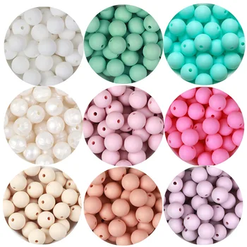 BOBO.BOX 100 개/몫 9mm 실리콘 비즈 BPA 무료 DIY Charms 신생아 간호 액세서리 Teething Necklace Slicone Teether Beads