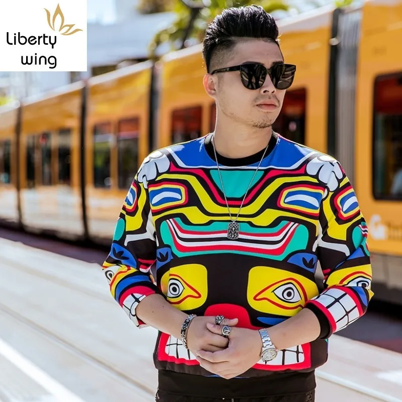 Free Shipping Mens New Casual Fashion Hip Hop Baggy Loose Cartoon Pullover Tops Brand Large Size Male 5XL T-shirts