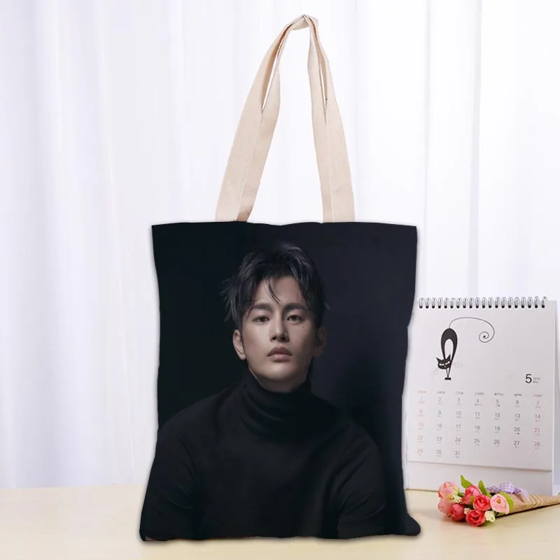 Personalizzato Seo In Guk KPOP Tote Bag Borse shopper a spalla in tessuto di cotone per le donne Borse per la spesa riutilizzabili pieghevoli