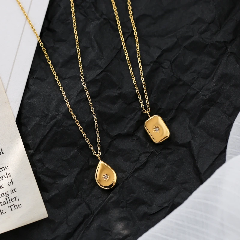 YUN RUO Yellow Gold Color Lucky Polaris Pendant Necklace Woman Femal Fashion 316 L Titanium Steel Jewelry Birthday Gift Not Fade