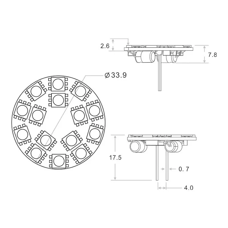 15LED G4 라이트 라운드 보드 SMD 5050 AC/DC10-30V 백 핀, 화이트 웜 화이트 내추럴 화이트 MR11 MR16 할로겐 교체, 로트당 10 개