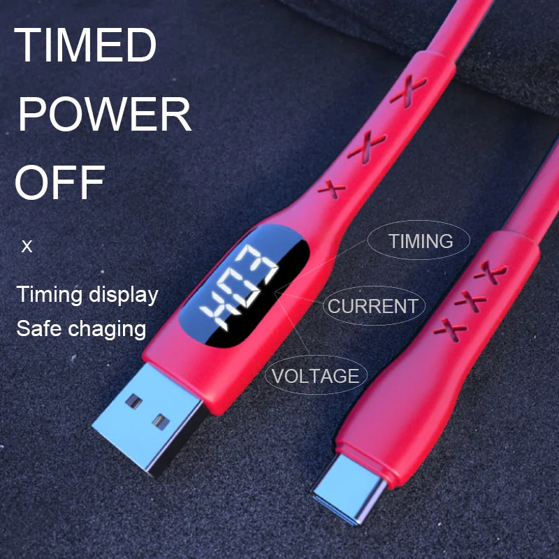 UTBVO Timing USB Fast Charger Cable with Digital Display, USB A to USB C/IOS/MicroTimed Charge Cord For iPhone Xiaomi Samsung