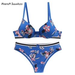 Nouvelle Seamless Brand Sexy Bow Floral Bras Pantes Set Push Up Underwear For Womens BCDE Cup Plus Size Lingerie
