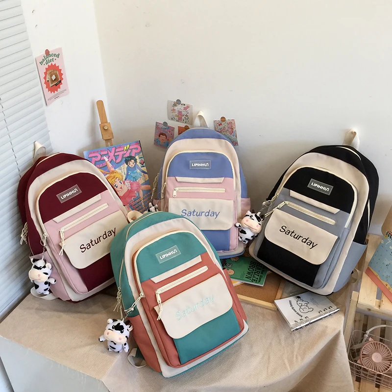 New Fashion Women Backpack Casual Girl College School Bag Waterproof Book Packbags for Teenage Travel Shoulder Bag Boy Rucksack
