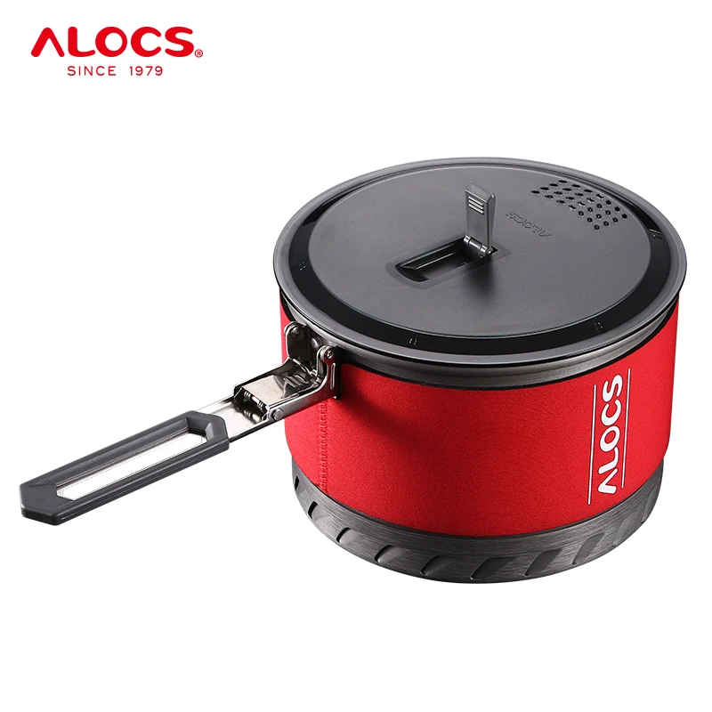 Alocs CW-S10 CWS1 Outdoor Heat Exchange Camping Cooking Pot Cookware Folding Handle For Hiking Backpacking Picnic