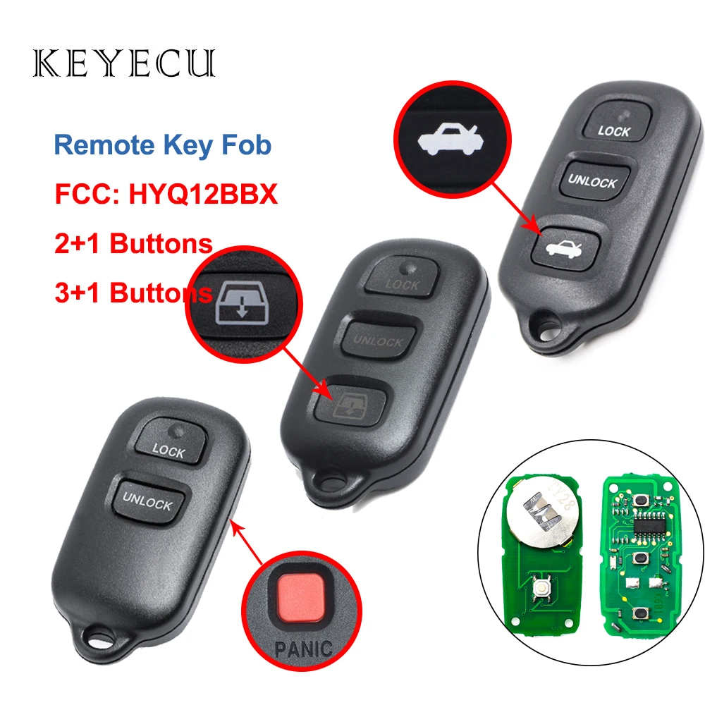 

Keyecu Remote Car key Fob 3 4 Buttons for Toyota Avalon 1998 1999 2000 2001 2002 2003 2004 314.4Mhz - HYQ12BBX, HYQ12BAN