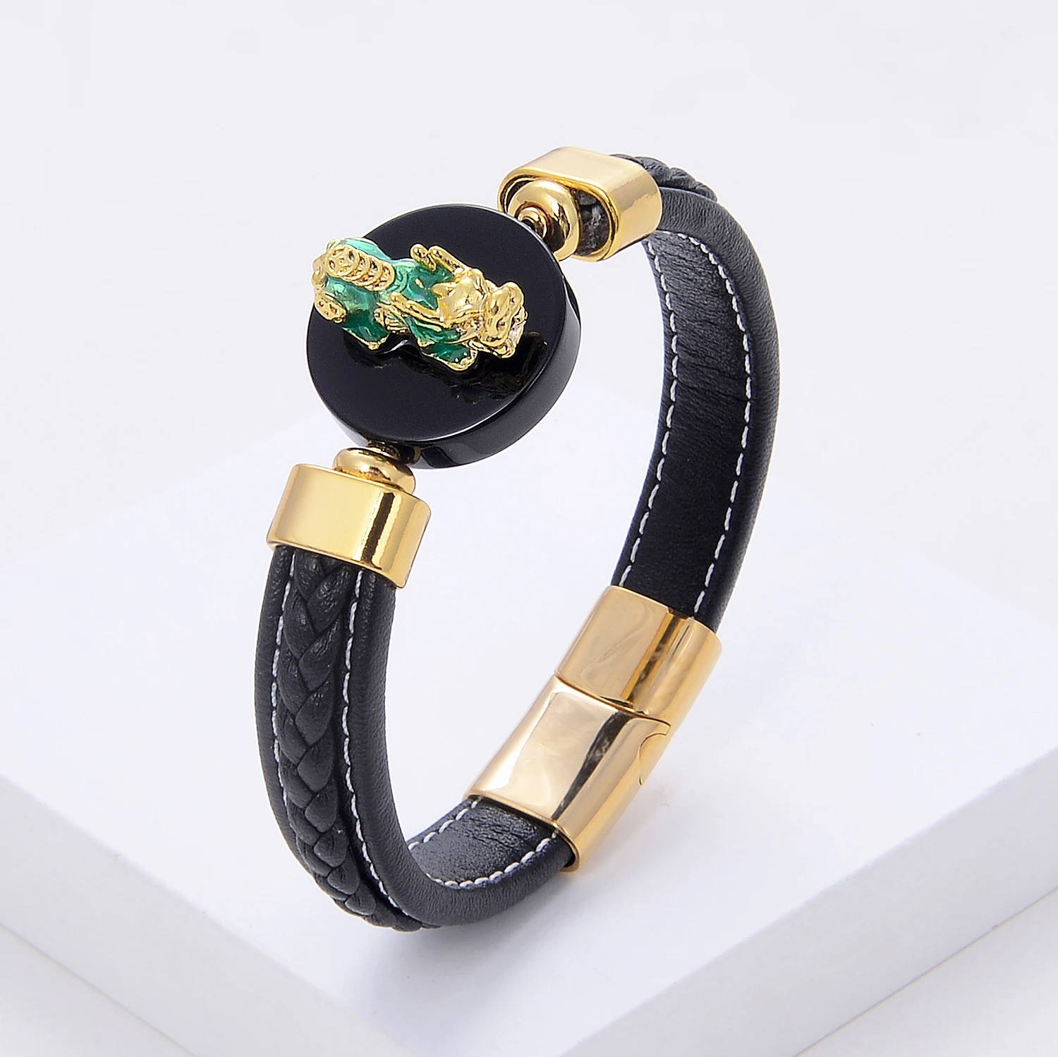 7 Color Guard Pixiu Bracelet For Women Men Genuine Leather Natural Stone Feng Shui Bracelets Bring Brave Wealth Lucky Jewelry