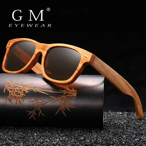 GM Gafas de sol de madera natural Gafas de sol polarizadas de madera UV400 Gafas de sol Gafas de sol de madera de bambú Marca con caja de papel S8171