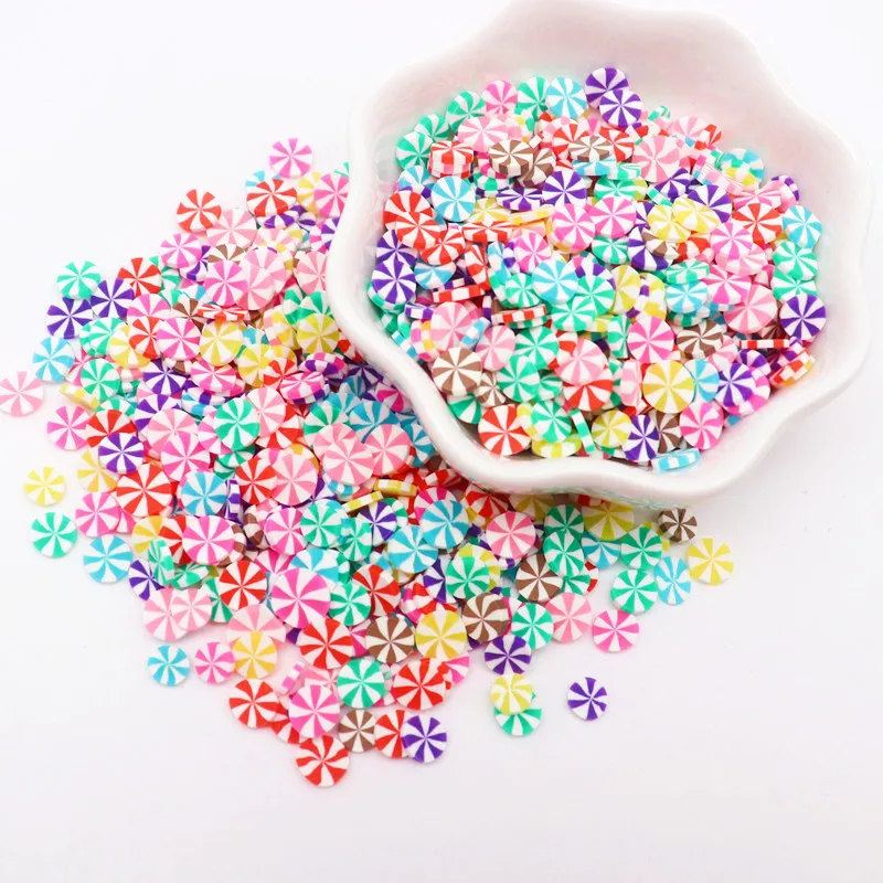 Bulk 5MM Colorful Peppermint Christmas Candy Polymer Clay Slices Sprinkles Christmas Sugar Sprinkles for Slime Handcraft DIY