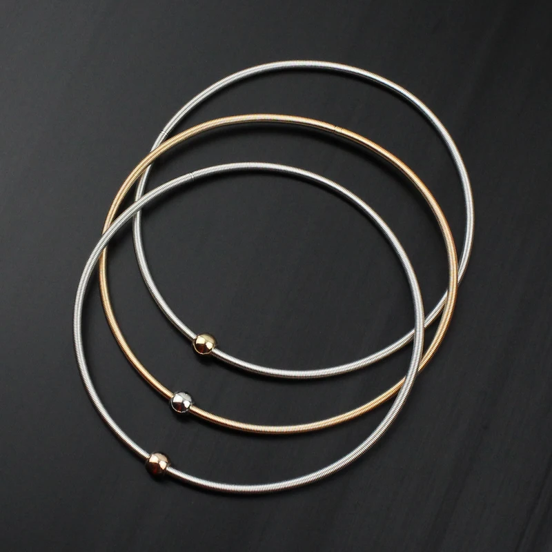 Popular Jewelry Simple Steel Wire Diameter 1.7mm Spring Screw Head Can Be Opened And Tightened Telescopic Color Spring Bracelet