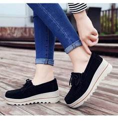 New Autumn Bow scarpe da donna Platform Flats Sneakers donna camoscio scarpe Casual Slip On Flats mocassini da donna scarpe di grandi dimensioni