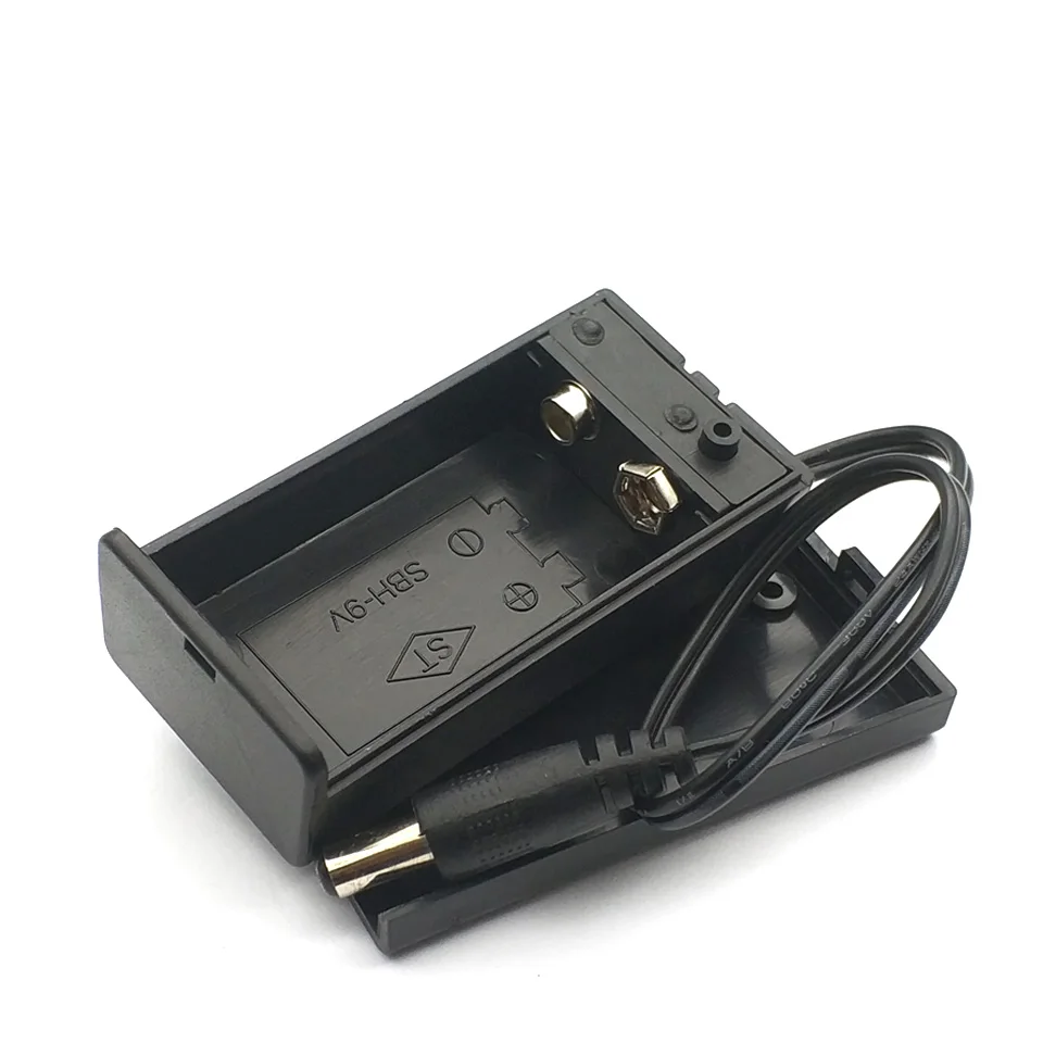 9V Battery Holder 9V Battery Box Universal 9V battery Case With Switch Open Cover With DC 2.1*5.5  Plug Cable