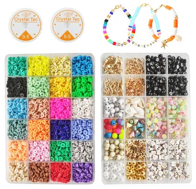 6mm Polymer Clay Beads Chip Disk Loose Spacer Shell Beads Delica Heishi Beads Pendant Beading Earrings DIY Jewelry Making Kit