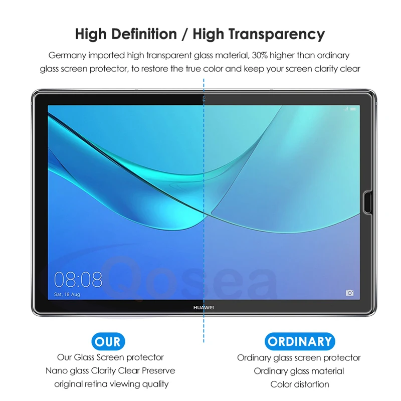 2Pcs Tablet Tempered Glass Screen Protector Cover for Huawei MediaPad M6 10.8 Inch Full Coverage Anti-Shatter Screen