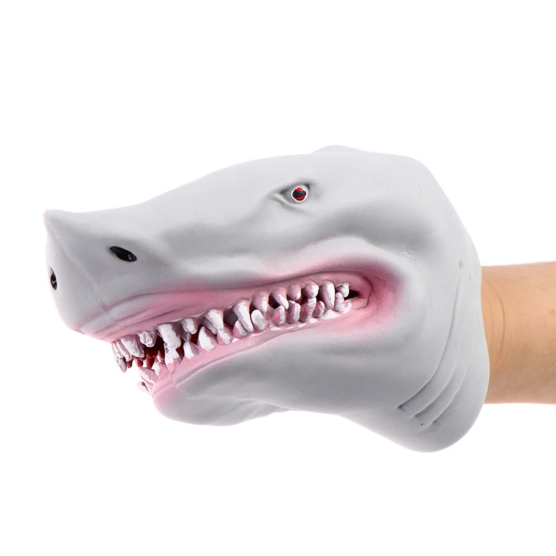 1 Pc Shark Hand Puppet TPR Gray Shark Hand Puppet Glove Telling Story Doll Props Kids Toy Model Gifts