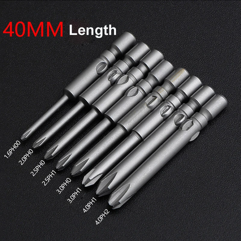 8pcs/set 800 4mm Round Shank Magnetic Phillips Cross Screwdriver Bit Electric Screw driver bits set PH00 PH0 PH1 PH2 40mm Length