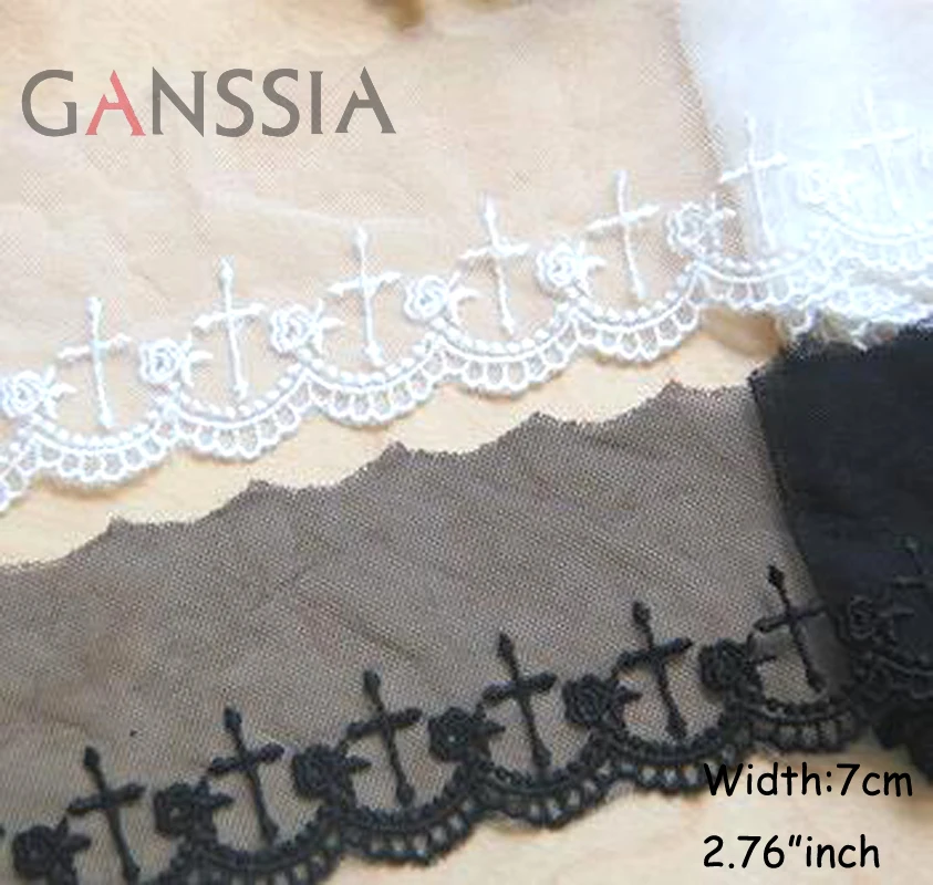 Width:7cm（2.80“ ）Pretty Rose Embroidered Lace for Clothing Curtain Lace Sewing accessories(ss-874)